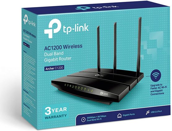 TP-Link Archer C1200 Dual Band Gigabit Wireless Cable Router, Wi-Fi Speed Up to 867 Mbps/5 GHz + 300 Mbps/2.4 GHz, 4 Gigabit LAN Ports, 1 USB Port, Supports Parental Control, Guest Wi-Fi, VPN - Image 3