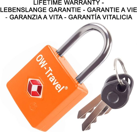 TSA Approved Luggage Locks Padlocks (2 Pack) OW-Travel Suitcase Locks with Keys. Heavy Duty Zinc Alloy Suitcase Padlocks with Key Lock for Luggage, Bag, Case, Backpack, Rucksack, Gym Locker (Orange) - Image 4