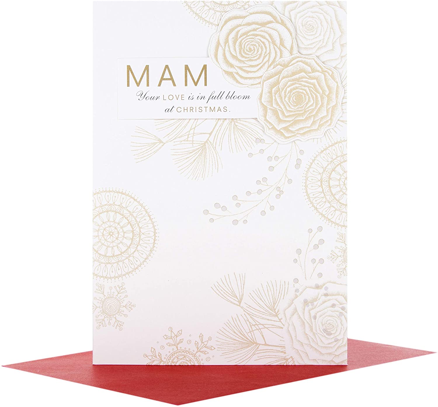 Hallmark 25499256 Mam Medium Christmas Card "Full Bloom", Red