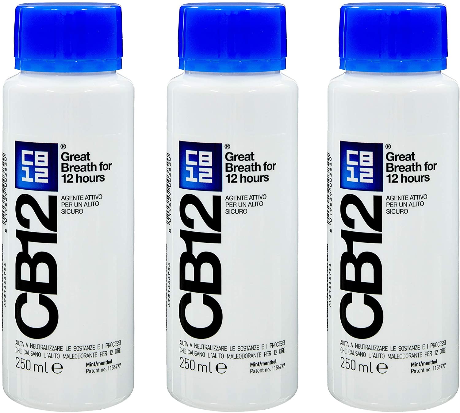 CB12 250ML 3 Pack Mint / Menthol Mouthwash, 250 ml (Pack of 3)