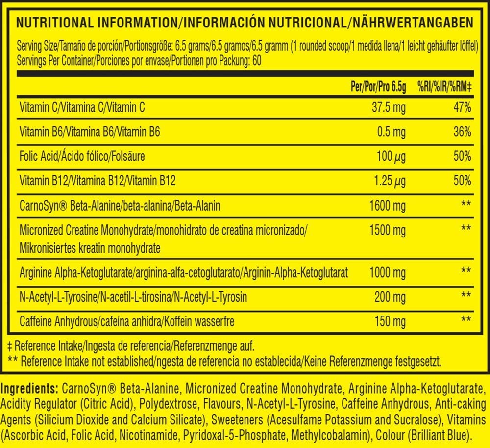 C4 Original Beta Alanine Sports Nutrition Bulk Pre Workout Powder for Men & Women, Yellow, 60 Servings - Image 2