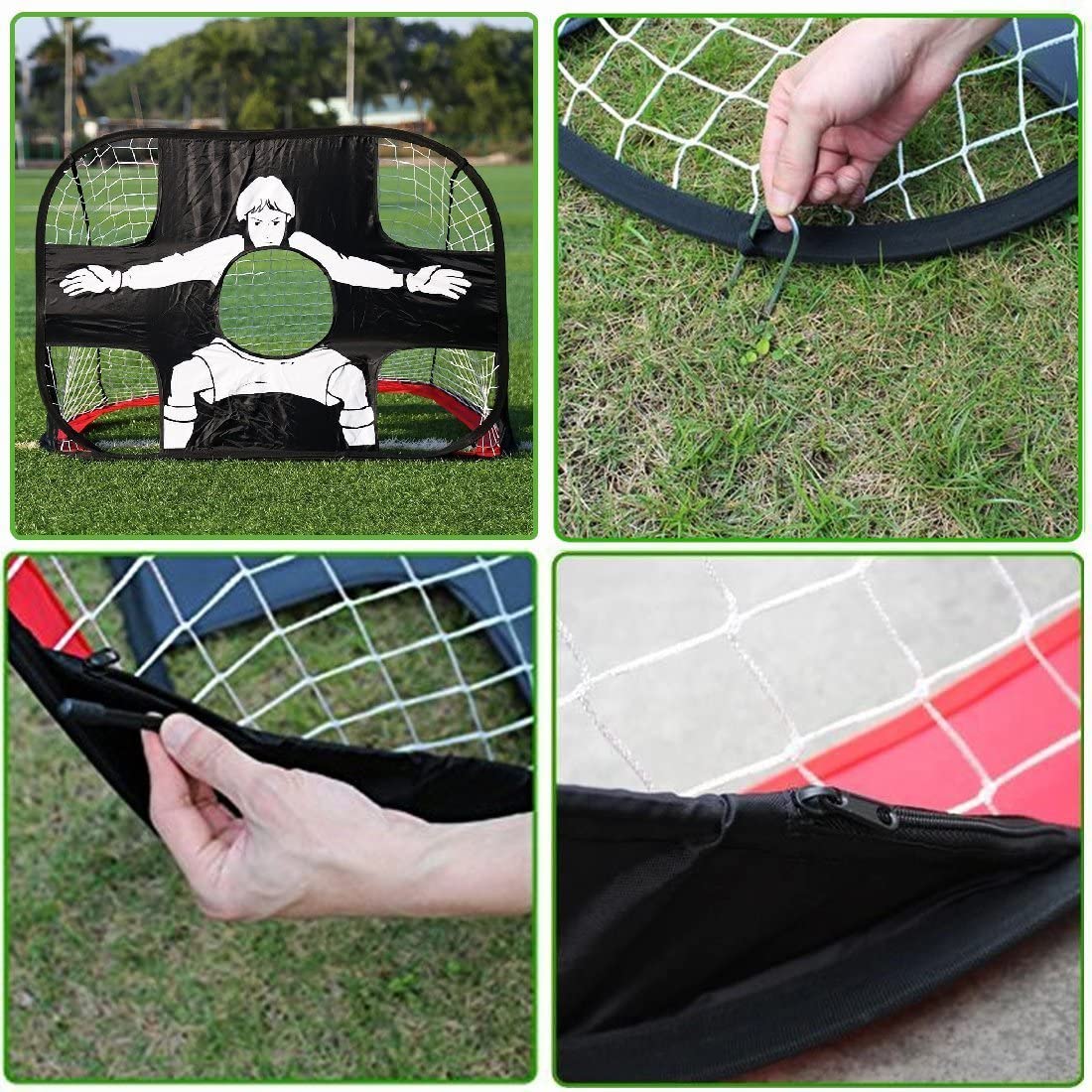 Livememory Kids Football Nets 2 in 1 Pop Up Goals Kids Football Goal Soccer Nets for Kids for