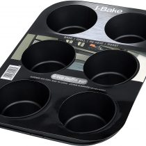 I-Cook 5508 6 Cup Deep Muffin pan, Carbon, Multicolour