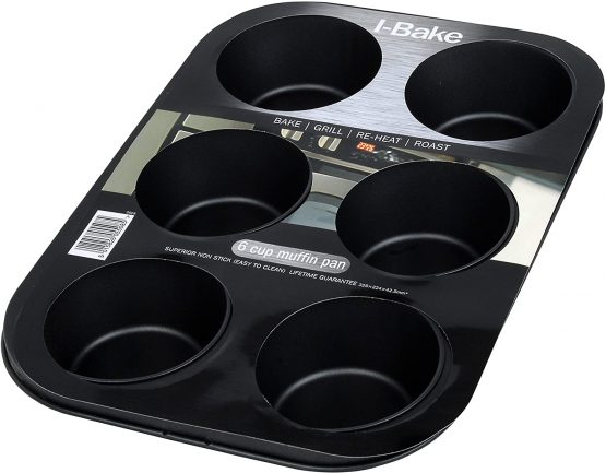 I-Cook 5508 6 Cup Deep Muffin pan, Carbon, Multicolour