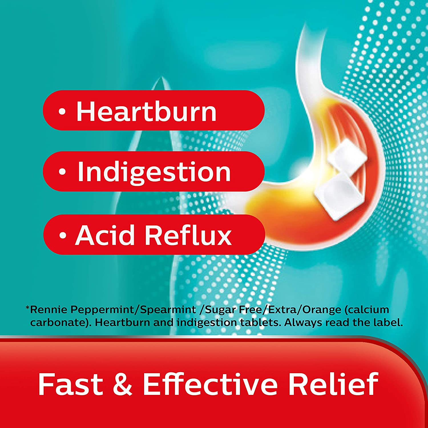 Rennie Antacids, Spearmint Flavour Heartburn Relief and Indigestion