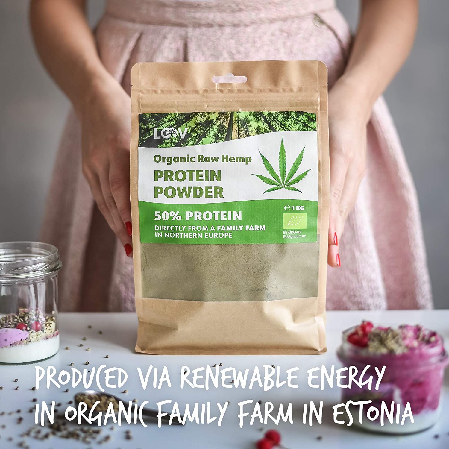 LOOV Organic Raw Buckwheat Flour, 1 Kg, Gluten Free Flour, Non-Heat Treated, All Nutrients Preserved, Delicious Nutty Flavor, Organic Growing In Nordic Climate, Non-GMO