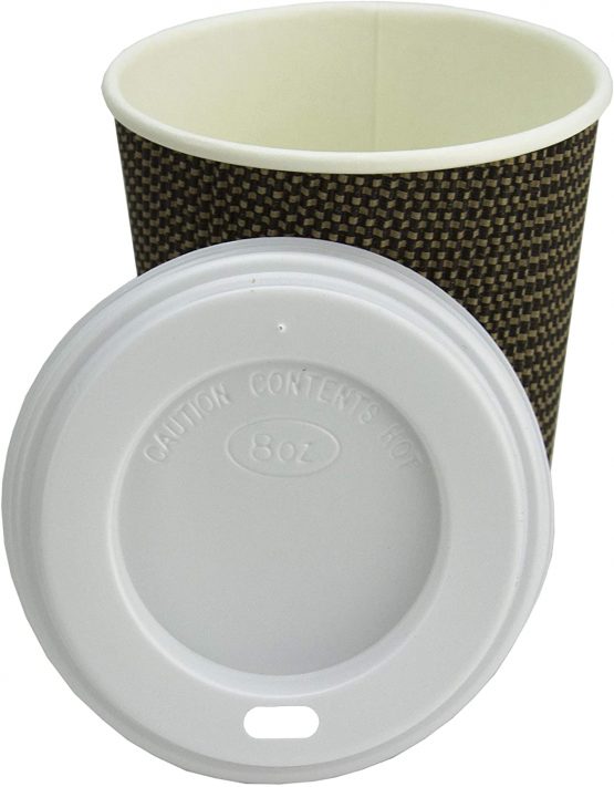 Signature Ripple Hot Cups - Disposable Coffee Cups with Lids for Takeaway Drinks - 50 Cups and 50 Lids - Triple Wall Insulated Paper Cups for Hot Drinks and Leak Proof Lids (8 oz) - Image 4