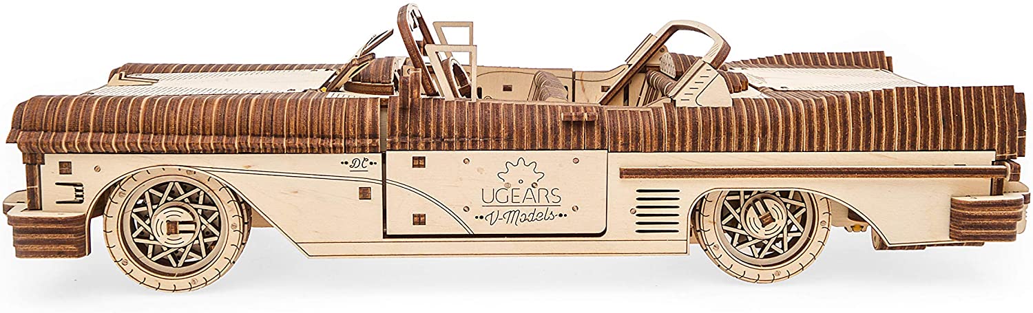 UGEARS Dream Cabriolet VM-05 3D Puzzle, 1950s Convertible Wooden Model Kits for Adults to Build - Image 3