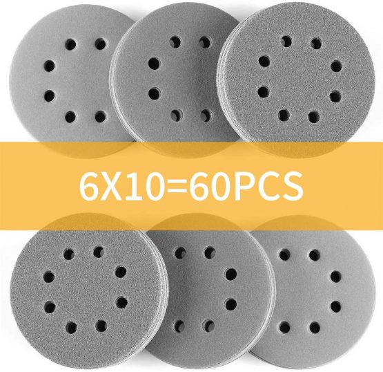 60PCS Sanding Discs 125mm Sandpaper Silicon Carbide Sanding Pads, 60 100 150 180 240 320 Grits, Wear-Resistant Sander Discs Set - Image 2
