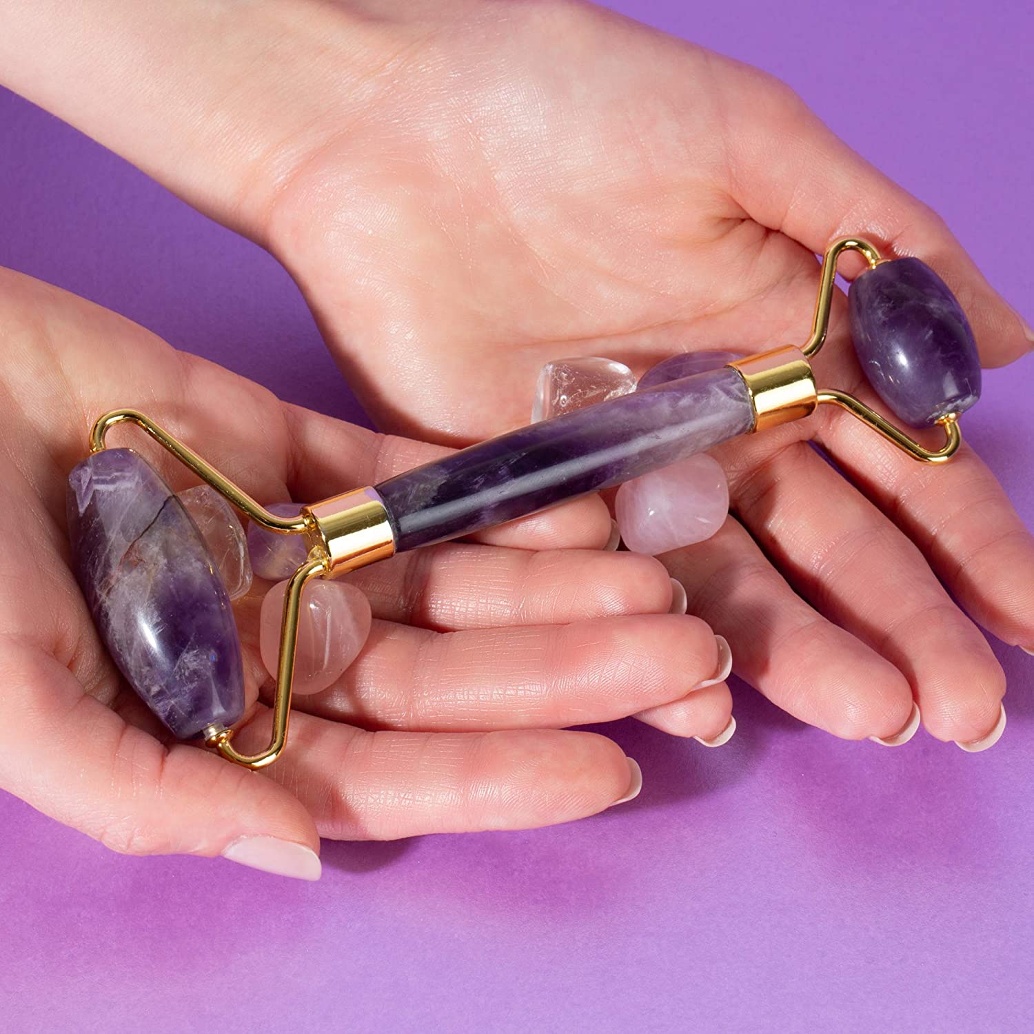 BeautyLab Amethyst Crystal Facial Roller, Purple - Image 3