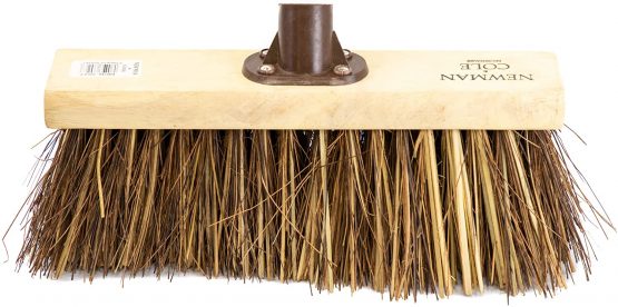 Newman and Cole 13" Wooden Broom Head with Stiff Bassine and Cane Mix Natural Hard Bristle - Replacement Wooden Broom Head Outdoor Garden Yard Brush Sweeping Brush Fitted Fixing Bracket Connector - Image 2