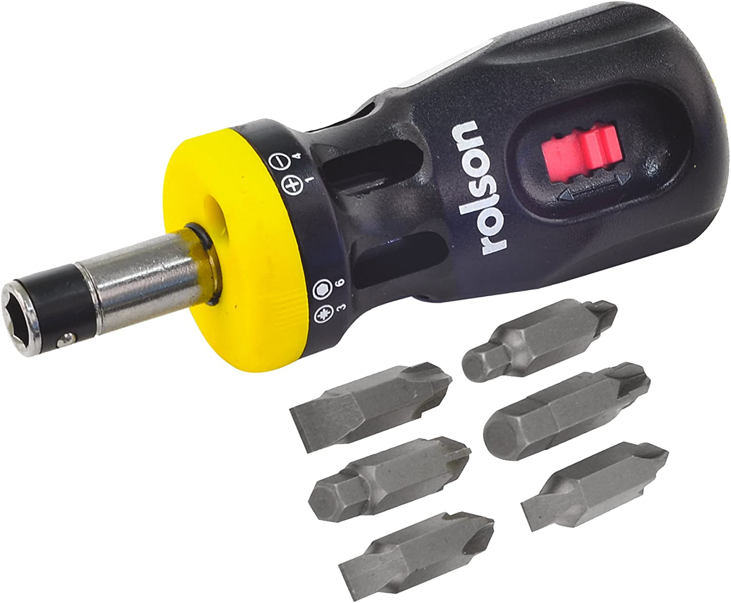 Rolson 11209 12-Inch Stubby Ratchet Set - Black