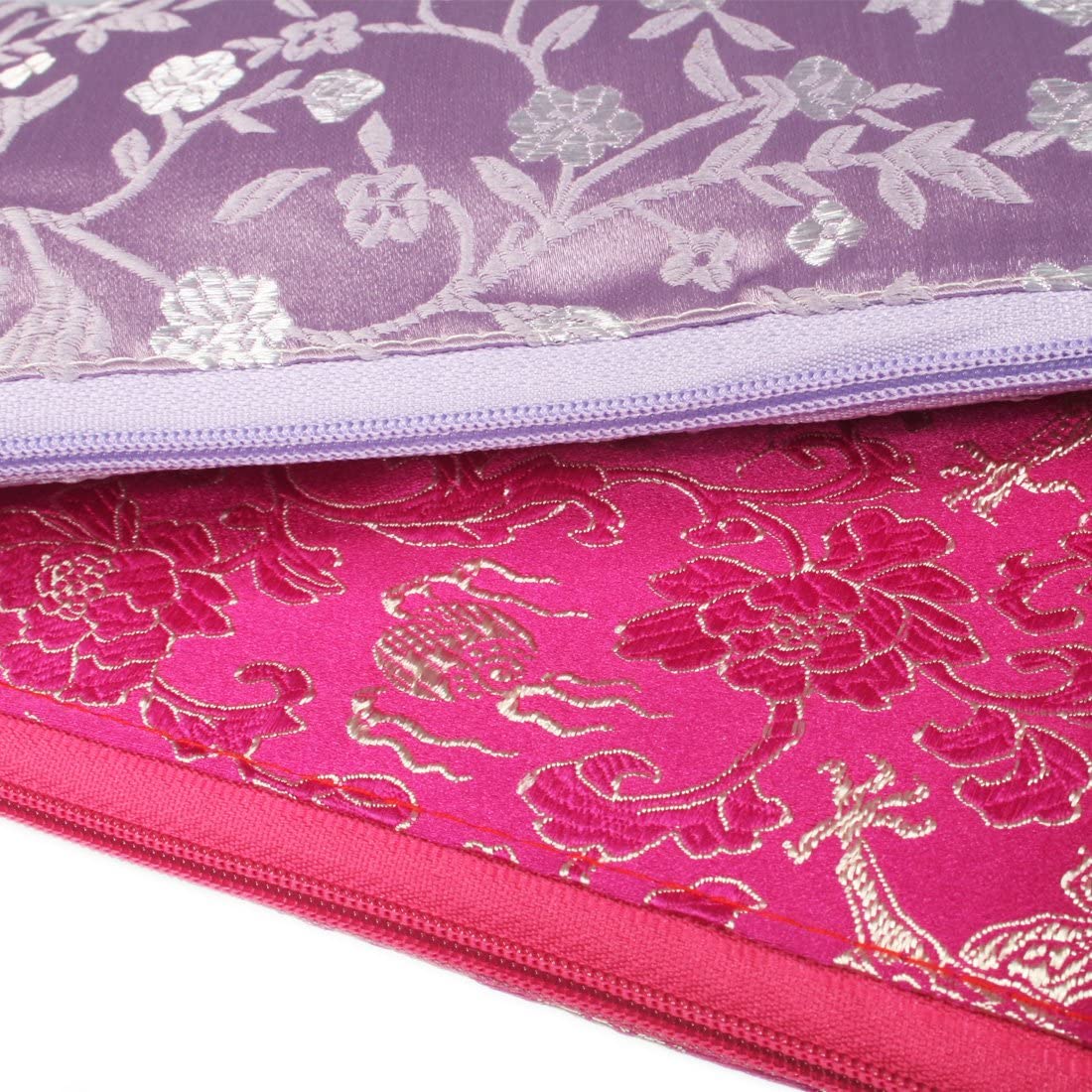 kilofly Chinese Silk Brocade 2 Zipper Pockets Tassel Jewelry Pouch Bag, Set of 2, Set2 C, 17,78 cm (7 Zoll) - Image 3