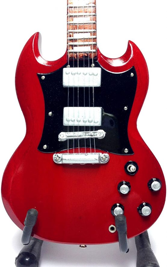 ACDC Miniature Guitar - Angus Young - Gibson SG Red - Wood Replica 25 cms