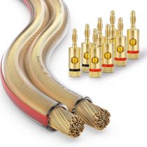 conecto OFC Professional Audio Speaker Cable, Cross Section 2 x 1.50mm² (99.9% OFC Full Copper 48 x 0.20 mm Wire)