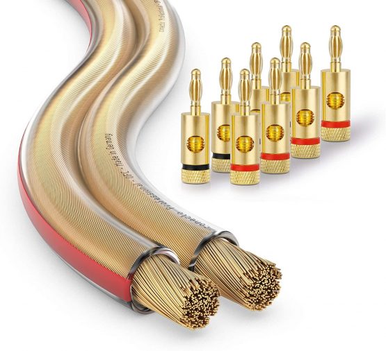 conecto OFC Professional Audio Speaker Cable, Cross Section 2 x 1.50mm² (99.9% OFC Full Copper 48 x 0.20 mm Wire)
