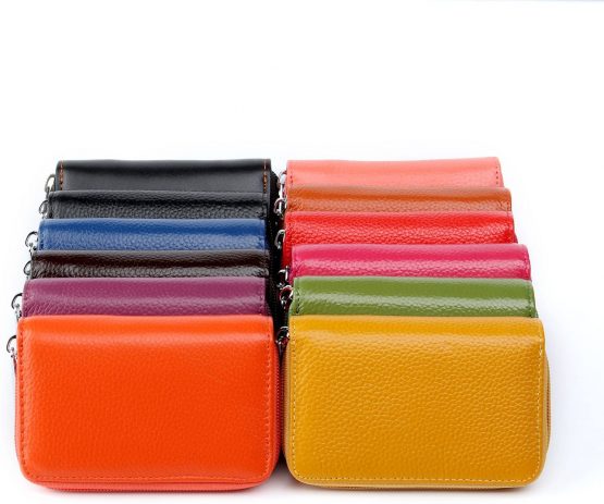 Credit Card Holders Women Ladies Leather Credit Card Wallets for Women Ladies 26 Card Slots RFID Protector (Orange) - Image 4