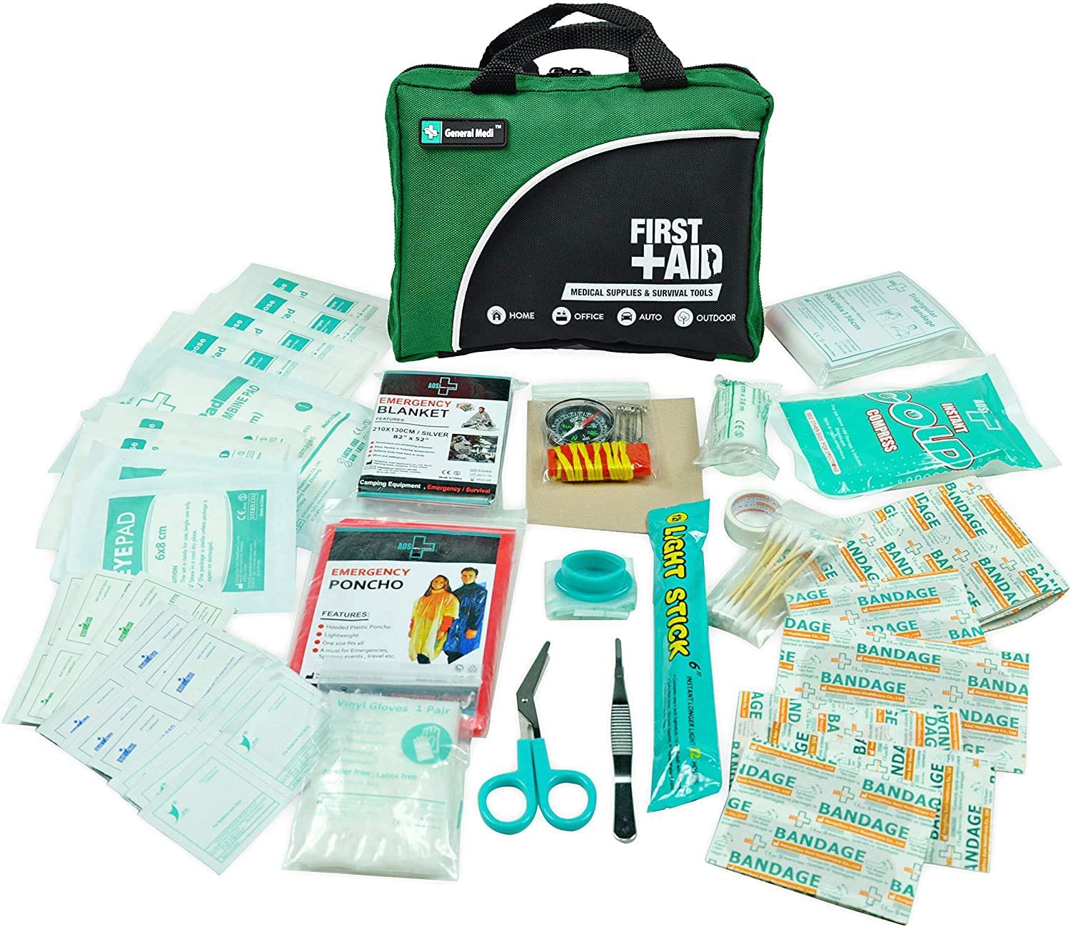 160 Piece Compact First Aid Kit Bag Including Cold (Ice) Pack