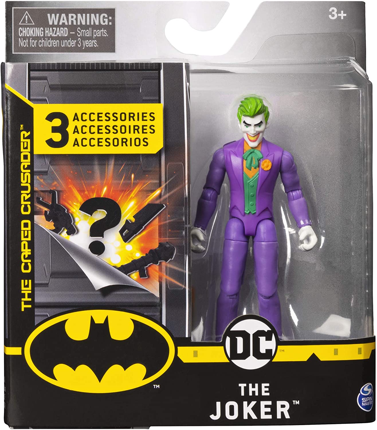 DC BATMAN, 4-Inch THE JOKER Action Figure with 3 Mystery Accessories, Mission 1, Grey - Image 4