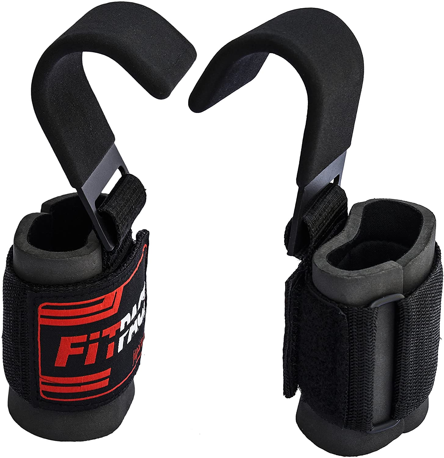 FITPACT Weight Lifting Hook Straps Wrist Support Training Gym Bodybuilding Powerlifting Weightlifting Adjustable Non Slip Workout Deadlift Chin up Padded Barbell Grips (available in Pair)