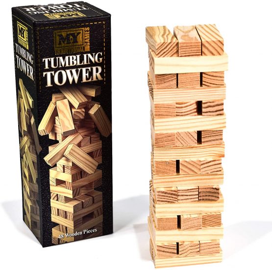 M.Y Traditional Tumbling Tower Game with 48 Wooden Pieces in Full Colour Gift Box