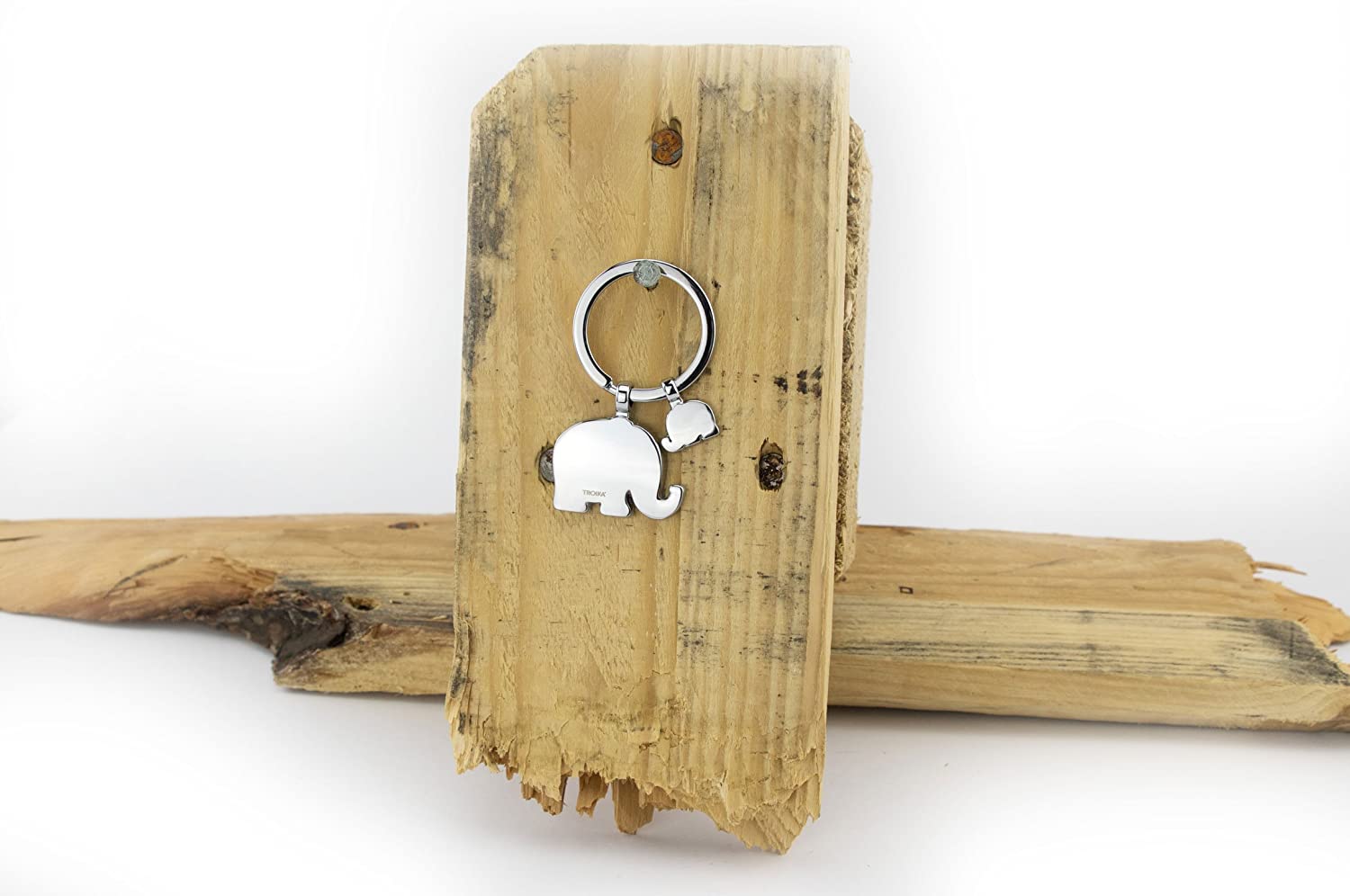 TROIKA RÜSSELBANDE, KR18-12/CH, Keyring with 2 Charms, Elephant, pachyderms, Proboscis, Trunk, Faithful - Image 4