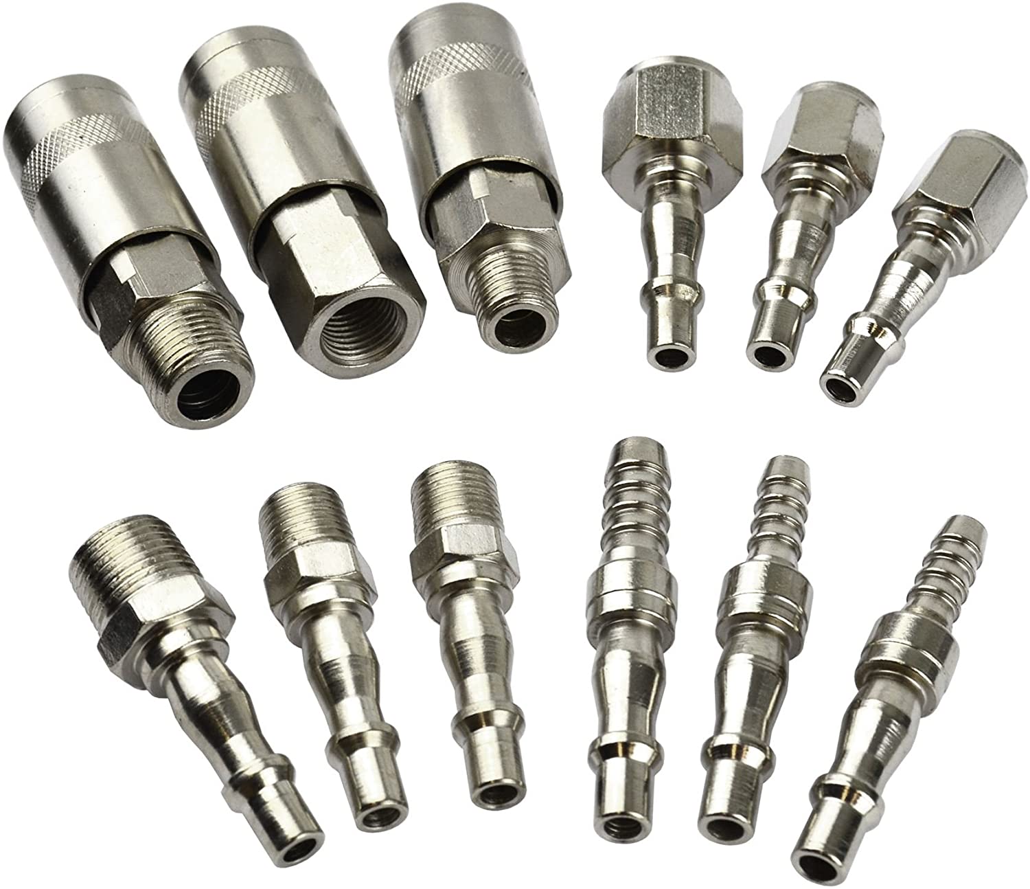Air Line Hose Compressor Fitting Connector Quick Release Set 1/4 3/8 BSP AT360, Silver, Small