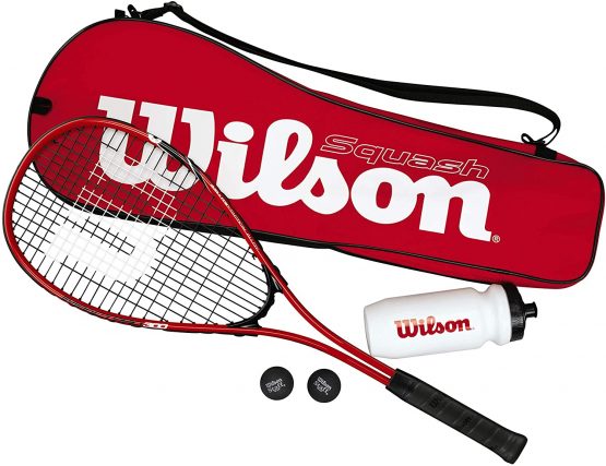 Wilson Squash Set, Squash Starter Kit, Incl. One Impact Pro 300 Racket, Two Balls, One Water Bottle and 1 Bag (Colour Options)