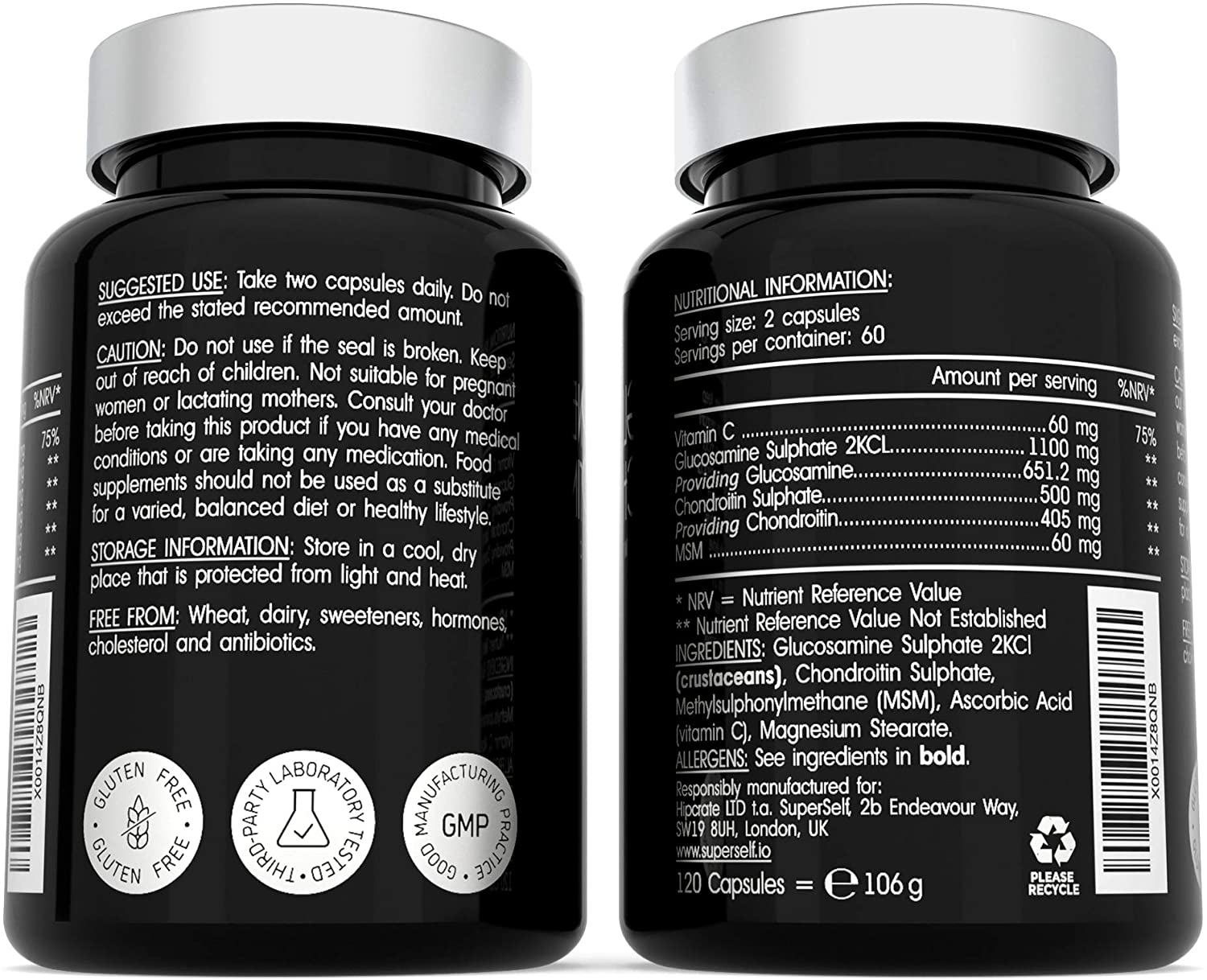 Glucosamine and Chondroitin High Strength, Glucosamine Sulphate with Chondroitin, MSM & Vitamin C, 120 Capsules - Image 2