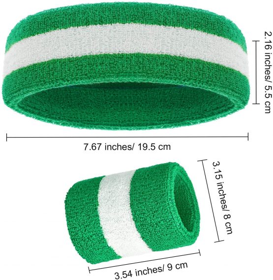 Bememo 6 Pieces Sweatbands Set, Includes 2 Pieces Sports Headband and 4 Pieces Wristbands Sweatbands Cotton Sweatband Set for Men and Women - Image 4