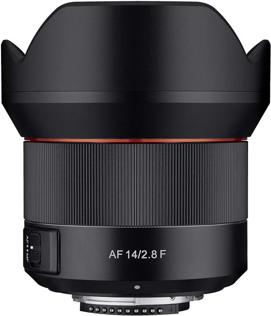 Samyang 22512 AF 14 mm F2.8 Auto Focus with Fixed Focal Length Lens for Nikon F Full Size Black