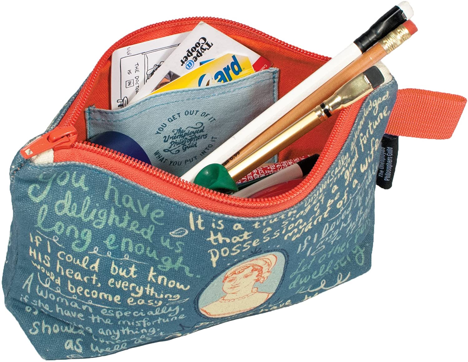 Jane Austen Bag - 9" Zipper Pouch for Pencils, Tools, Cosmetics and More - Image 2