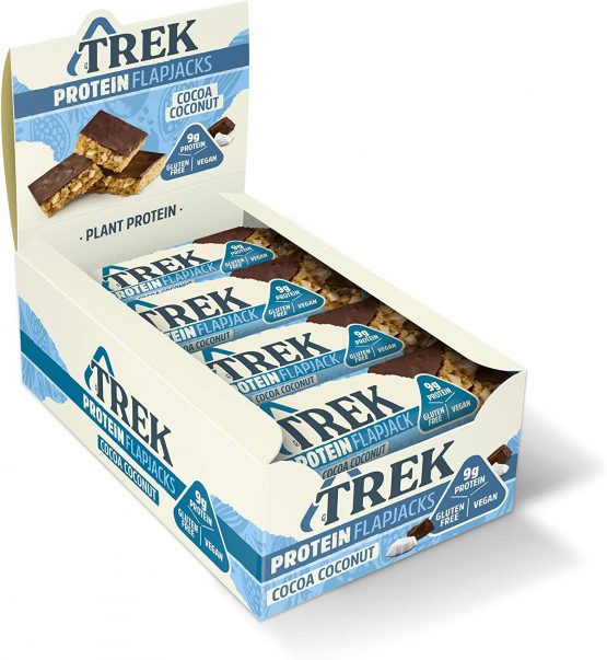 TREK High Protein Flapjack Cocoa Coconut, 50 g - Gluten Free Bars – Healthy Snack Bars – Plant Based Protein - Vegan Bars (Pack of 16 Bars)