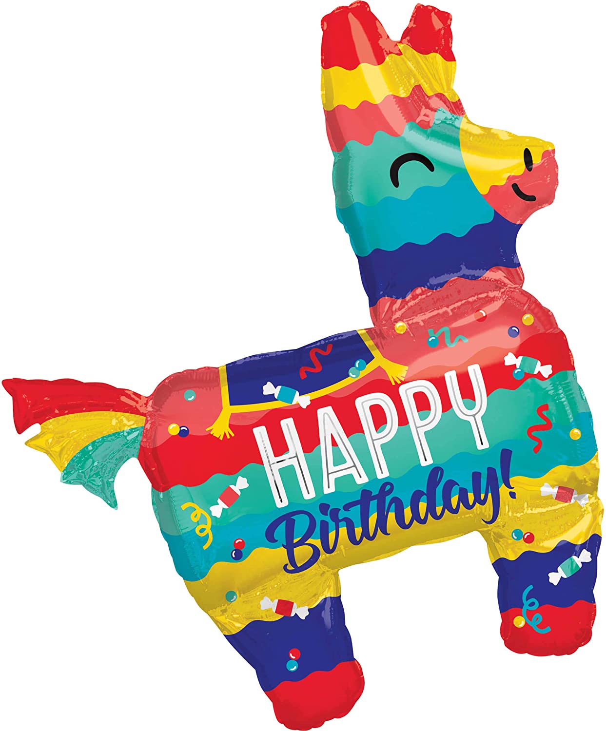 Rainbow Donkey Birthday Pinata Foil Balloon - 1 Pc, Multi