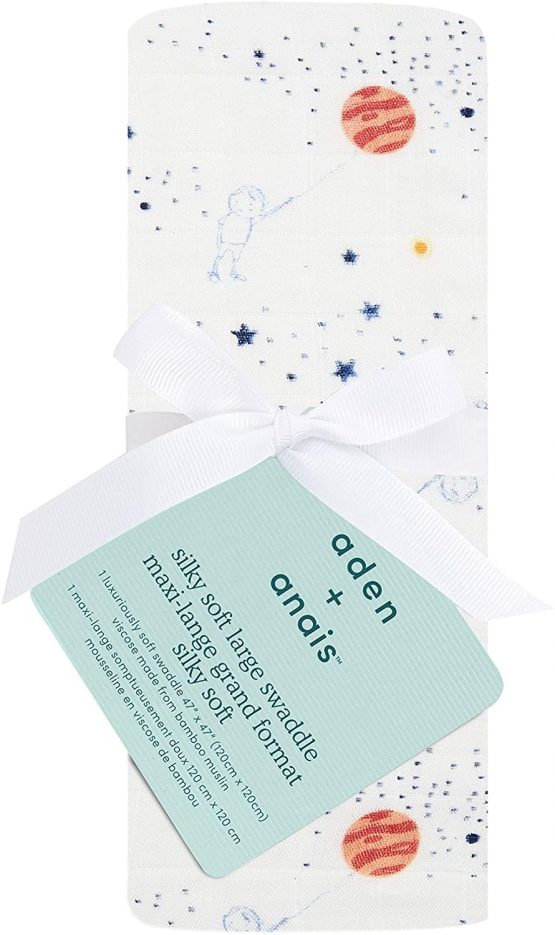 aden + anais silky soft Muslin Swaddle & Receiving Blanket for Baby Girls & Boys, 120x120cm, Ideal Newborn & Infant Swaddling Wrap of Bamboo Viscose, Perfect Shower Gift, Single, stargaze - Image 2