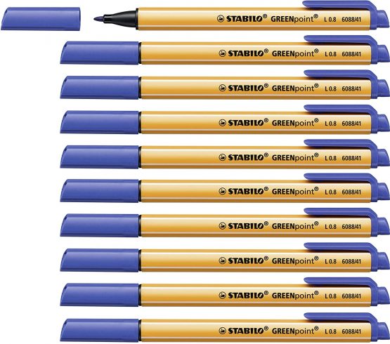 Felt Tip Sign Pen - STABILO GREENpoint Box of 10 Blue