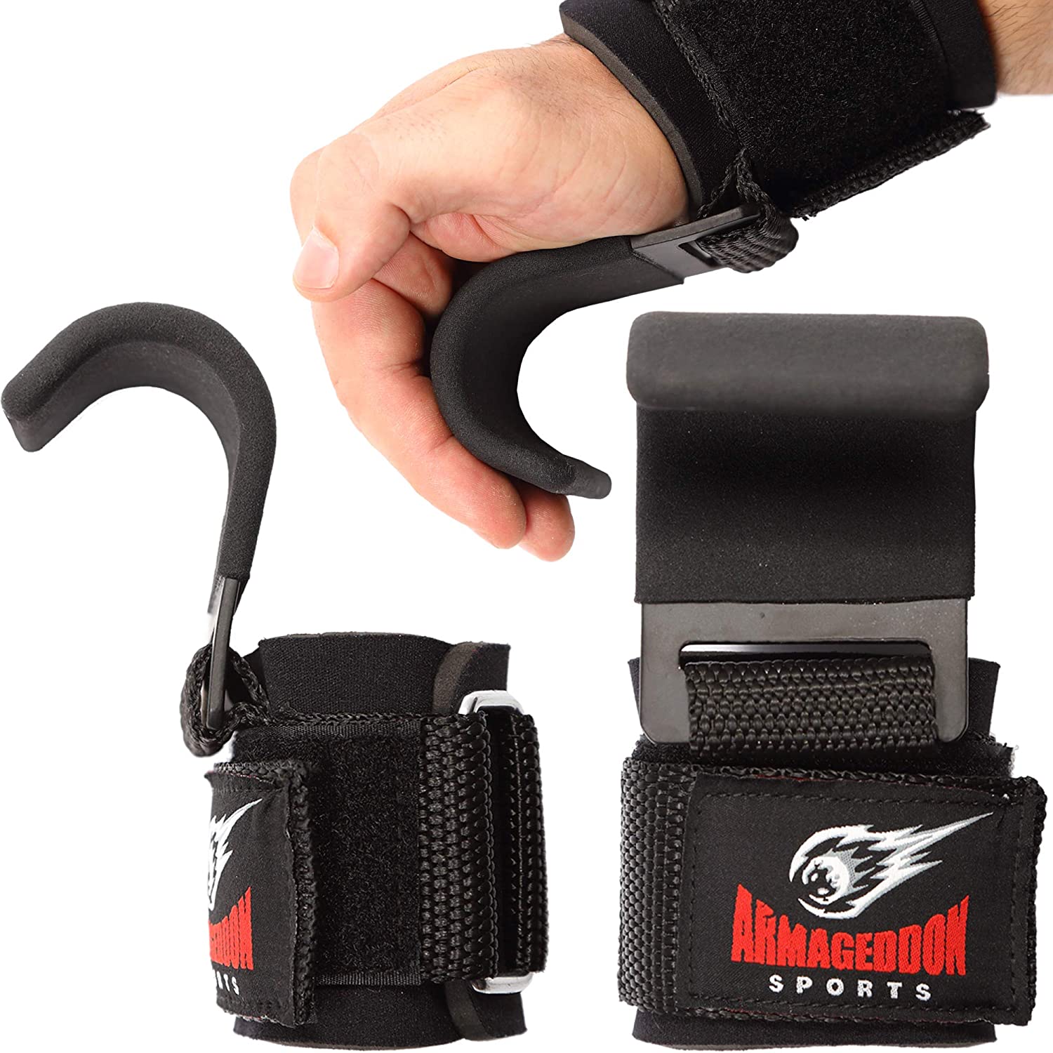Premium Wrist Hooks Lifting Straps with Padded Wrist Wraps for Maximum Grip Support