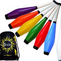 Juggle Dream TRAINER Juggling Clubs Set of 3 (13-Colour-Combos) + Flames N Games Travel Bag! 3x Juggling Clubs for Training - Ideal For Kids & Beginners! (Blue)