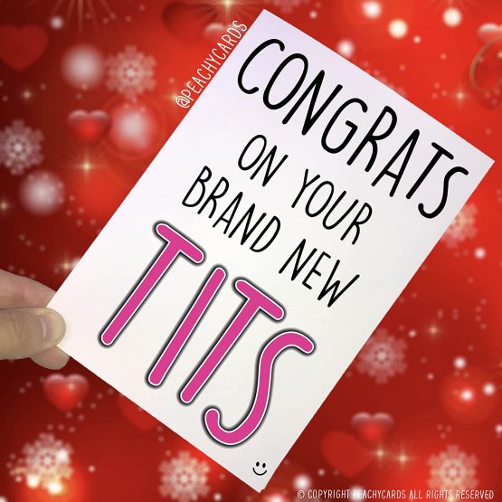 Funny Boobs Card, Boob Job, Breast Surgery, Fun Boob Job Card Congrats Cards New Tits Card Fake Boobs Card Best Friend Funny Card PC348 - Image 2