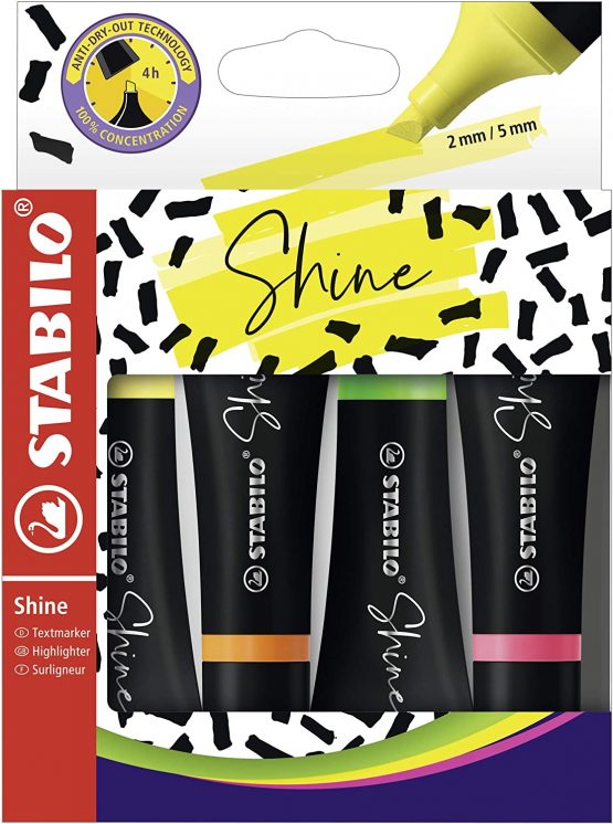 Highlighter - STABILO Shine Wallet of 4 Assorted Colours