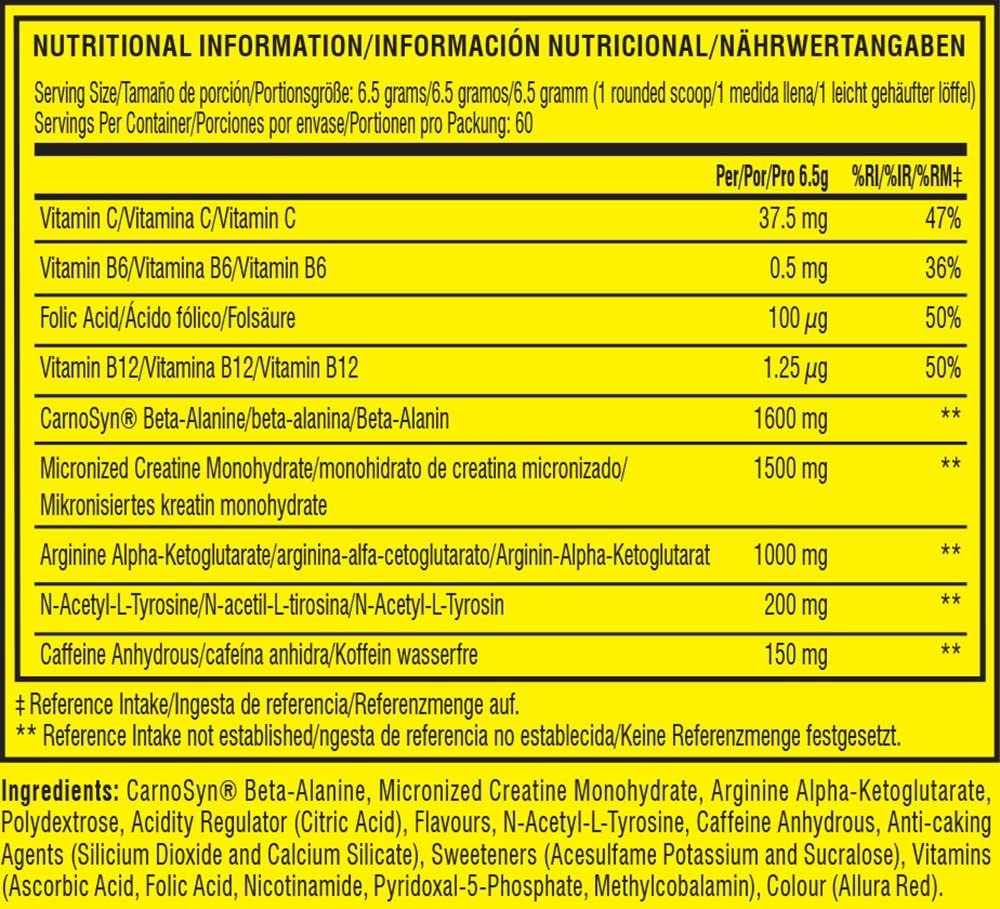 C4 Original Beta Alanine Sports Nutrition Bulk Pre Workout Powder for Men & Women, Yellow, 60 Servings - Image 2