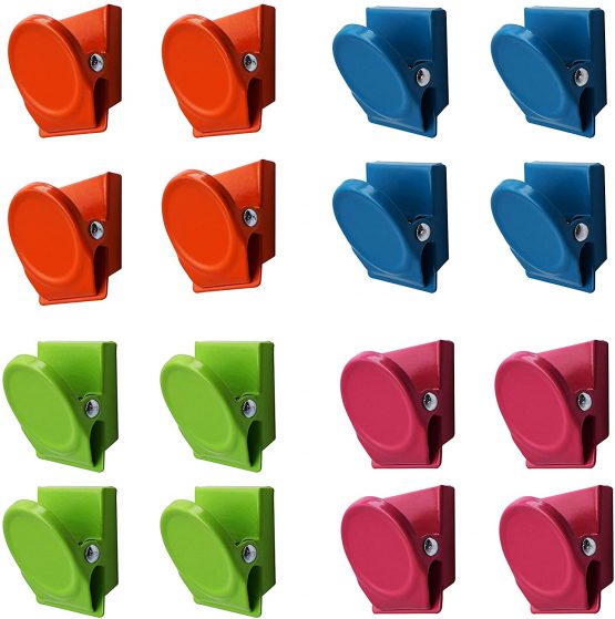 Magnetpro 16 Pieces Multi Colour Magnetic Metal Clips, Refrigerator Whiteboard Wall Magnetic Memo Note Clip