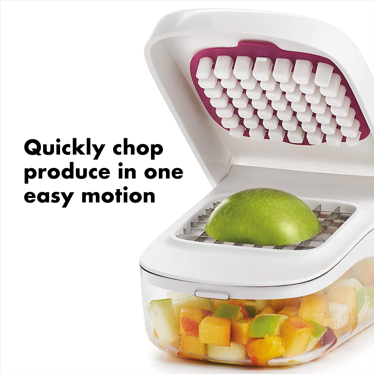 OXO 11122600 Good Grips Vegetable Chopper With Easy-Pour Opening, White, 10.7 x 26.2 x 16.5 cm - Image 2