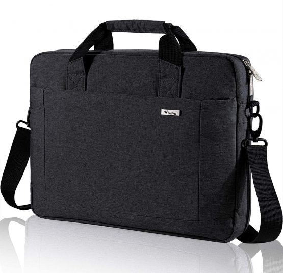 Voova Laptop Bag Case 14-15.6 Inch Computer Sleeve Messenger Bag with Shoulder Strap Expandable Waterproof Business Briefcase with Tablet Pocket for Men Women Travel School Lawyer-Black