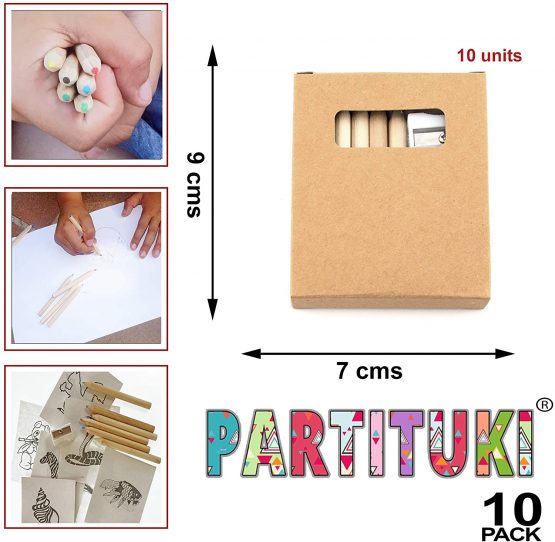Partituki 10 Coloring Packs. Each with 6 colored pencils, 1 Notebook with Drawings and 1 Sharpener. Ideal as Birthday Party Gift - Image 2