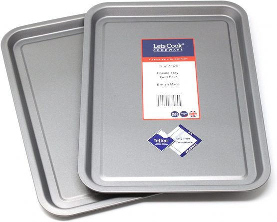 Baking Tray Twin Pack, British Made with Teflon Non Stick by Lets Cook Cookware - Image 2