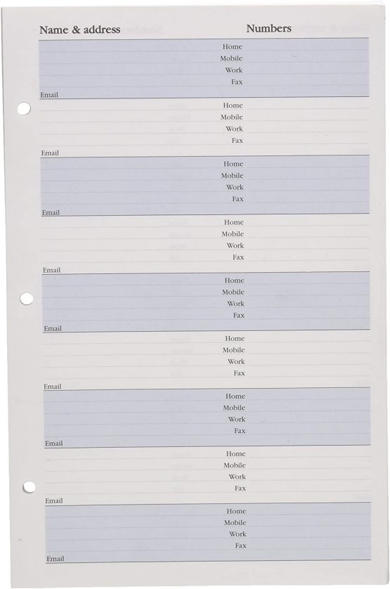 Collins 835R Ring Bound Address Book Refill