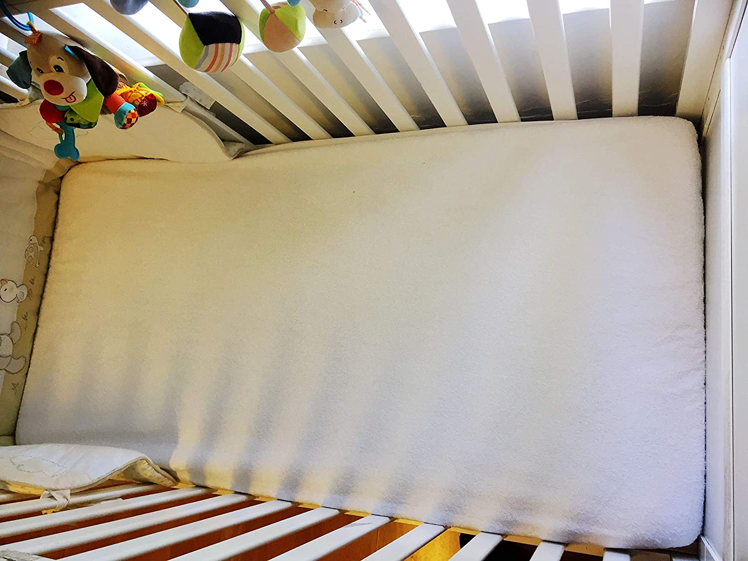 Waterproof Cot Bed Mattress Protector, Viscose Terry Towel Mattress Cover 70x140cm for Toddler Baby Bed, White, Cot Bed 140x70cm - Image 3