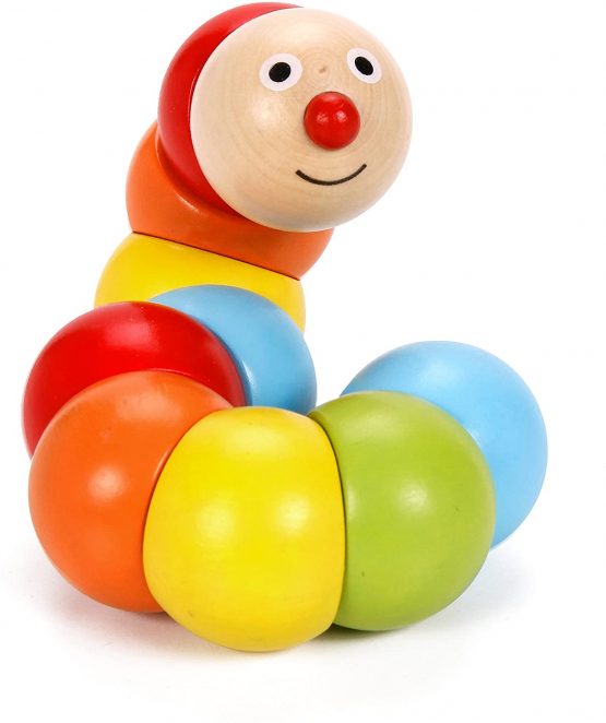 Classic World - Wooden Primary Colours Twist Caterpillar for Babies, Toddlers and Kids