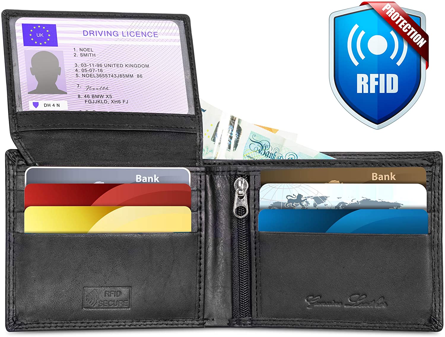 JCB Genuine Black Leather Mens Wallet - Image 2